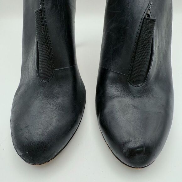 Julianne Hough 4 Sole Society Joey Black Leather Stiletto Pull On Ankle Booties - Picture 4 of 8